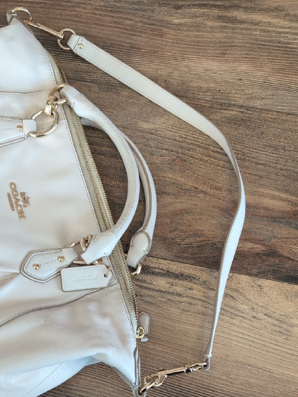 Coach Ivory Off White Colette Pleated Leather Satchel M410 - Picture 16 of 16